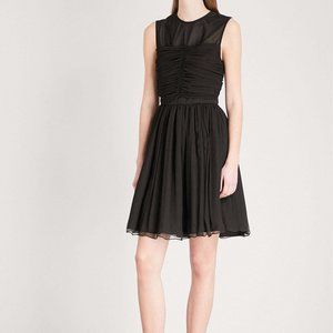 SANDRO RUFFLED SILK-CHIFFON DRESS